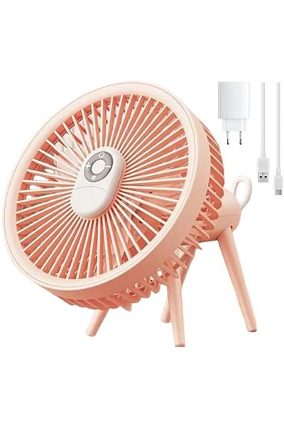 İdeas4comfort Ventilator cu telecomanda si lampa LED, portabil si reincarcabil USB, 4 viteze, putere 8W, acumulato