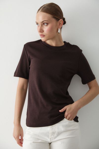 Laluvia Bitter Brown Basic Tshirt - 1075