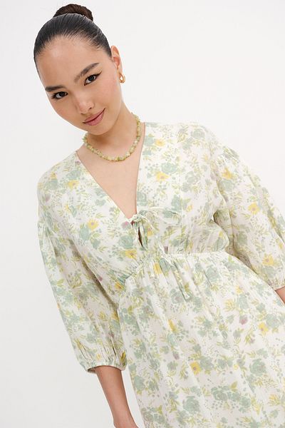 Addax Floral Pattern Long Dress Çi̇ç E3008