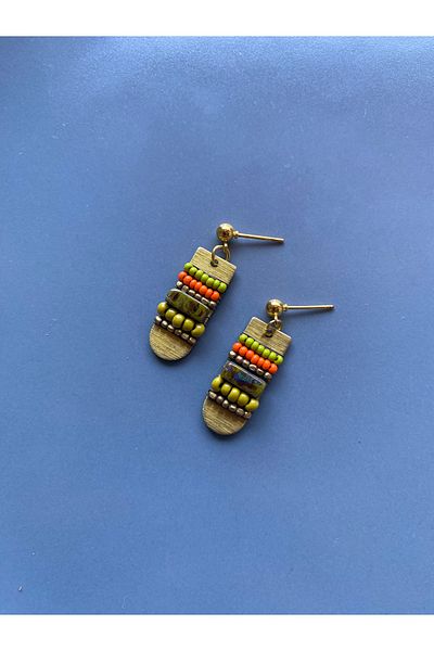 dela otantik Authentic Women's Earrings with Handmade Colorful Beads Dangle – Ethnic Bohemian Vintage Bijoux Jewelry