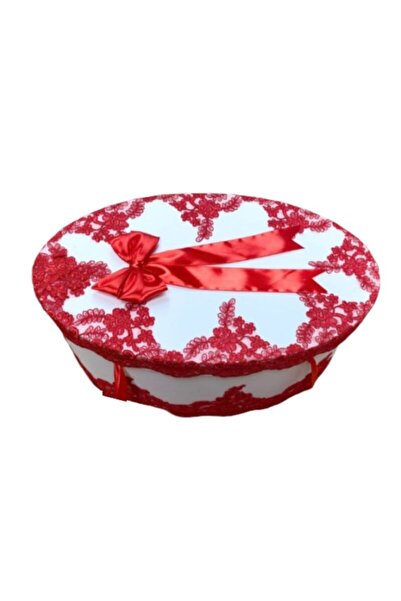 Botez Cufar pentru botez cu dantela – rosu, 31x19 cm