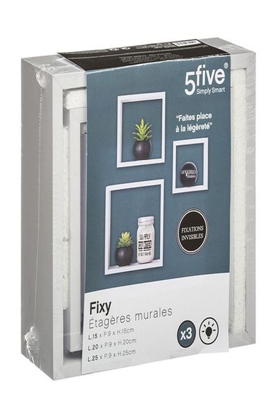 Five Simply Smart 3-Piece Fixy Floating Cube Wall Shelf