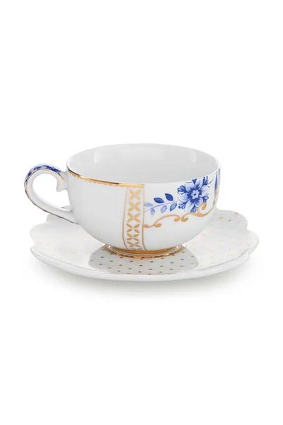 Pip Studio Royal White Ceasca Si Farfurie Espresso