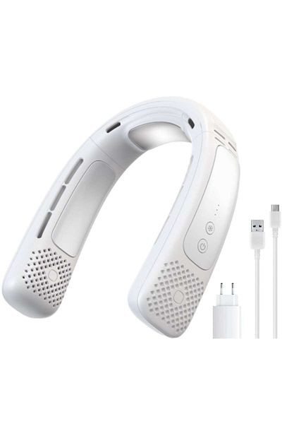 İdeas4comfort Portable neck fan with 3 speed levels, USB Type-C rechargeable, 5W, up to 8 hours of operation, 8000