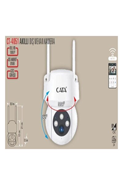Cata DIŞ MEKAN AKILLI KAMERA 360 GECE GÖRÜŞLÜ HD IP66