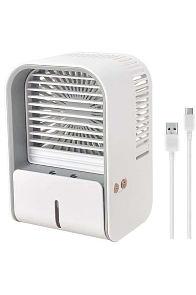 İdeas4comfort Portable Humidifying Fan Ideas4Comfort, USB Rechargeable, 3 Speeds, 2 Misting Modes, 330ml Water Tan