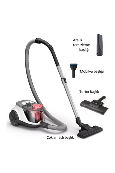 Philips Zarif Tasarım Super Clean Air Filtre ve Ek Turbo Başlıklı Toz Torbası...