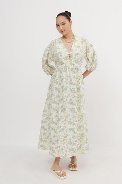 Addax Floral Pattern Long Dress Çi̇ç E3008