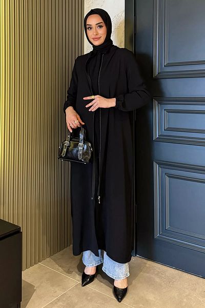 julude Μαύρο γυναικείο γιακά δικαστή με φερμουάρ Hijab Cap
