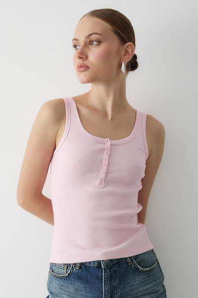 Laluvia Rosa geknöpftes Unterhemd vorne - 251001