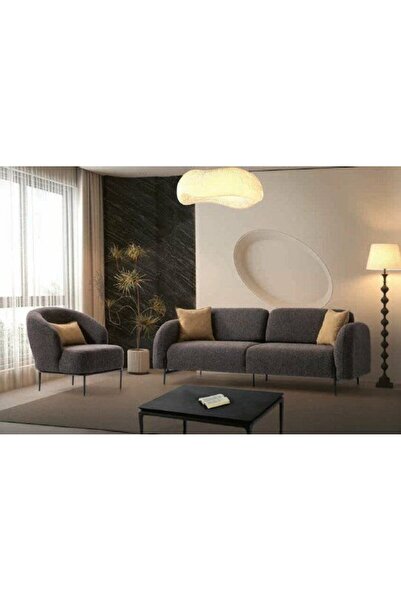 Yuvaset Home Koza Demir Ayaklı Mekanizmalı 3+3+1 Koltuk Takımı