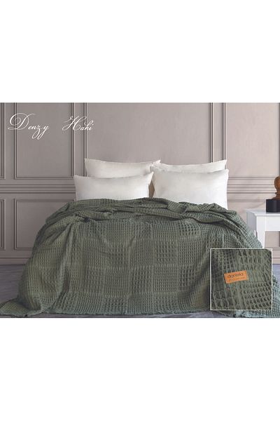 Dantela Denzy Waffle Bedspread - Khaki