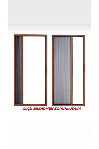 Van Aks Meşe Yapı Pileli Sürgülü Stor Kapı Sinekliği | 190 - 220 X 50 - 100 | Kahverengi| Ölçü Bildiriniz!!