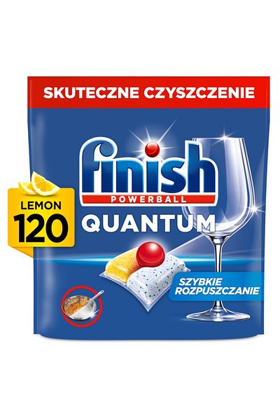 Finish Capsule Quantum Lemon pentru mașina de spălat vase, 120 buc.