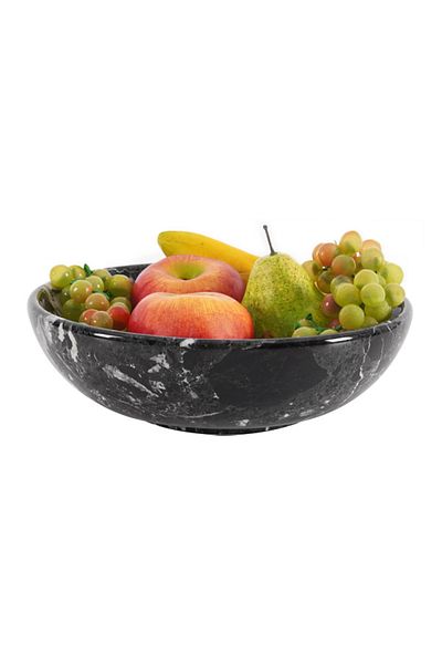 Radicaln Marble Fruit Bowl 10" Black – Handmade Serving Bowl for Kitchen, Farmhouse & Dining Table