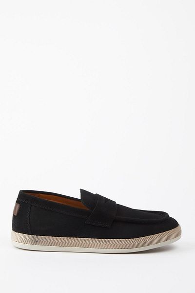 Galliano Shoes Padova Genuine Leather Black Suede Comfort Rubber Sole Loafer