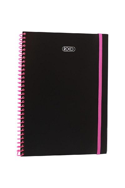 Roco Classic Spiral Notebook – 580 Sheets, Single Ruled, Pink & Black (Arabic)