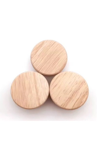 ka tasarım Set of 6 Natural Wood Furniture Handle, Round Handle, Wood Handle, Solid Wood Handle 18mm Thickness