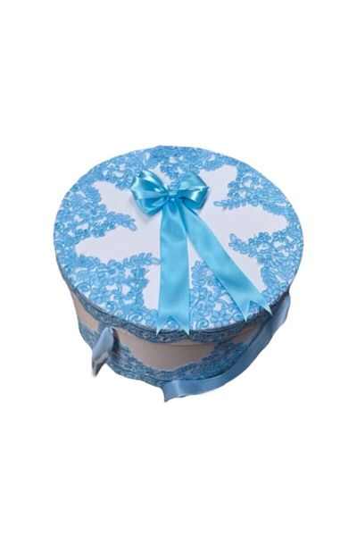 Botez Cufar pentru botez cu dantela – blue, 31x19 cm
