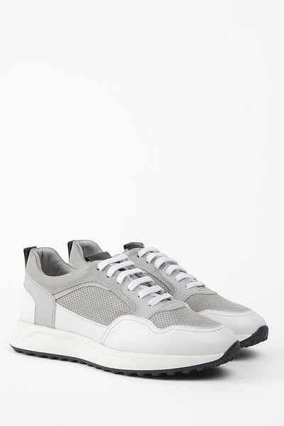 Galliano Shoes Genova Genuine Leather White Soft Gray Suede Eva Ready Sole Sneaker