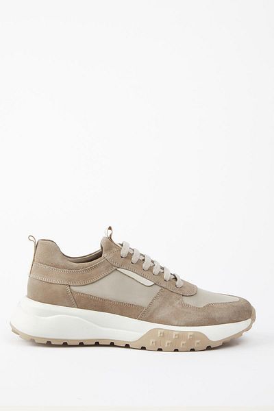 Galliano Shoes Salerno Genuine Leather Beige Suede Parachute Fabric Eva Ready Sole Sneaker