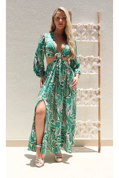 Alorabella Marina Paisley Cut-Out Dress