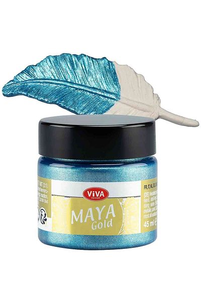 Viva Decor Vopsea acrilică metalică lucioasă Maya-Gold VIVA DECOR, 45 ml Albastru ghețar