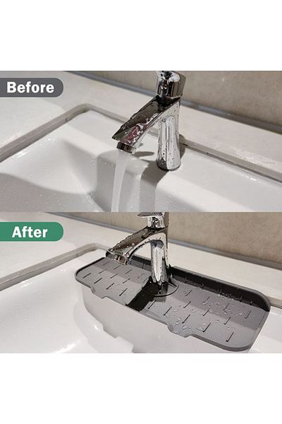EN İDEALİ Silicone Sponge and Detergent Holder, Grey, Size 37 X 14 X 0.8 Cm