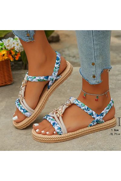 ELİŞİ MODA Bohemian Style Women's Sandals, Lightweight Comfortable Sole Sandals, Stoned Very Stylish Daily Use Sandals