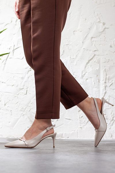 Adım Adım Women's Beige Color Thin Heeled Shoes