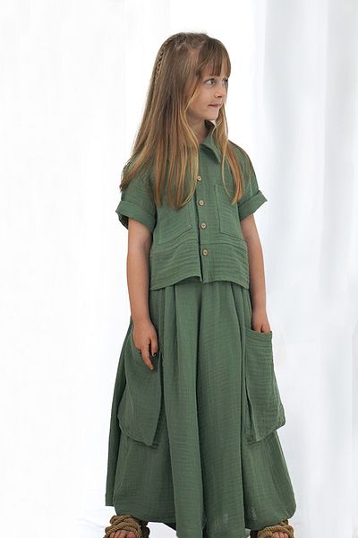 Catz Kids Girl's Cali Muslin Trouser Skirt and Shirt Set