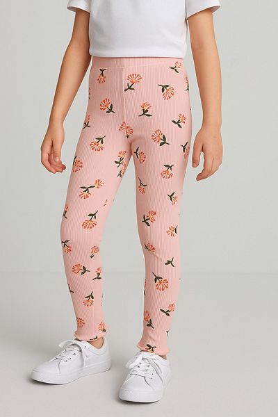 Kyex Pure Dots Girls Summer Floral Print Dusty Pink Leggings