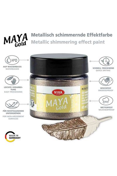Viva Decor Vopsea acrilică metalică lucioasă Maya-Gold VIVA DECOR, 45ml Maro castaniu