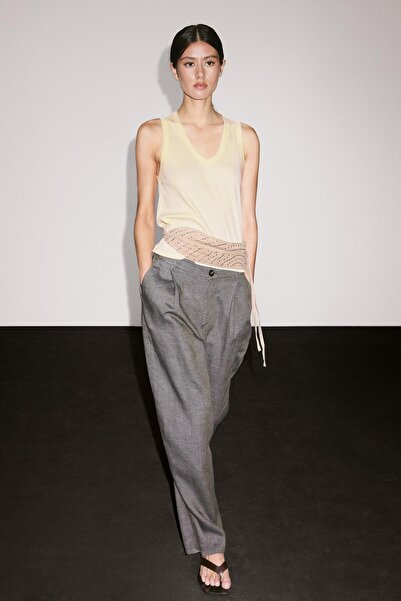 Massimo Dutti %100 pamuklu V yaka t-shirt