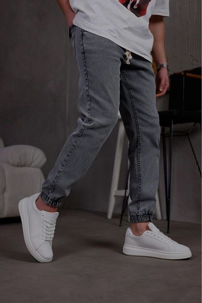 Oksit Zessi Slim Fit Lycra Jeans Jogger Pants with Elasticated Legs and Waist