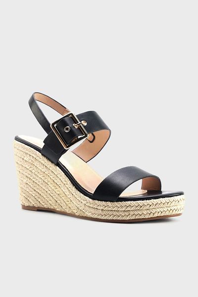 Nine West Double Strap Straw Wedge Heeled Shoes Shoes Oprah 5Fx