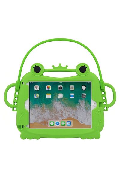 İdeas4comfort Husă de protecție din silicon pentru tabletă pentru copii, design broască verde