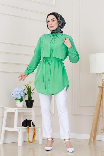 Sevitli تونيك برباط من الخلف من Allerli Stone - أخضر مائي