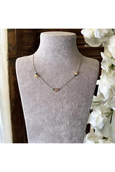 Kırmızı Sanat Evi Mini Yıldız Figürlü Zarif Bijuteri Kolye