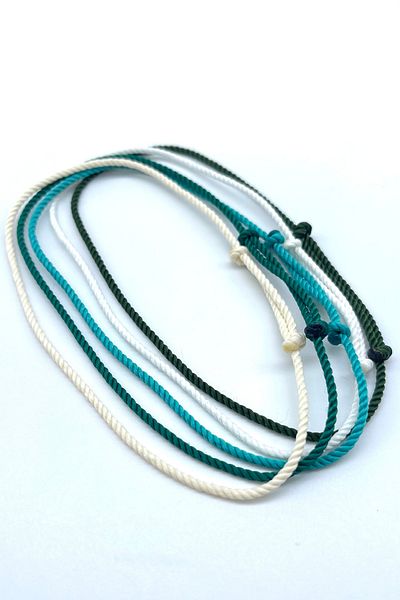 Concept HuBuTU 5 Pieces White Cream Green Dark Green Khaki Twisted Rope Simple and Stylish Anklet Set
