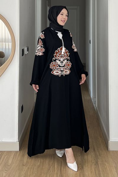 SaklıButik Nefha Large Embroidery Tassel Dress Sk-8534