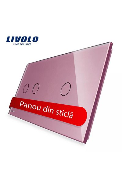 Livolo Livolo double + single glass touch switch panel (Pink)