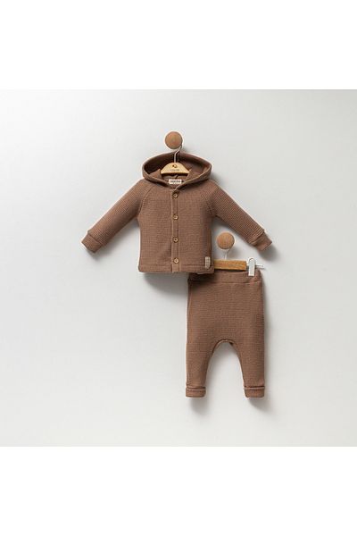 Cassiope Cassiope Soft Textured Embossed Patterned Hooded Baby Boy Set