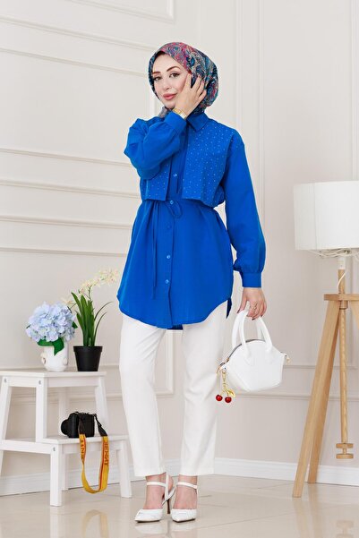 Sevitli Tunica Allerli Stone cu șireturi în talie-Albastru