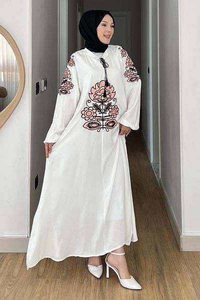 Saklı Butik Nefha Large Embroidery Tassel Dress Sk-8534
