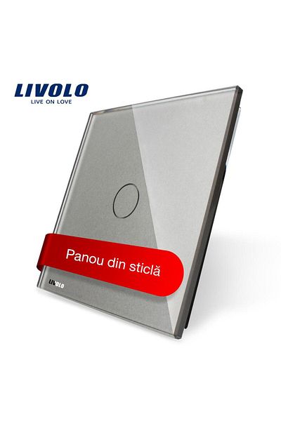 Livolo Panou intrerupator simplu cu touch Livolo din sticla (Gri)