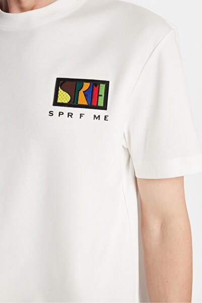 Tudors Ανδρικό μπλουζάκι με λαιμόκοψη με λεπτομέρεια από βαμβακερή εκτύπωση και κέντημα μπροστά και πίσω