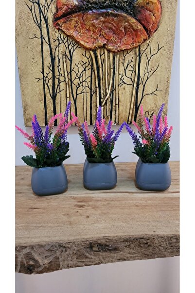 lameko Küçük Boy Saksıda Yapay Çiçek Bitki 3 Adet, Gerçekçi Yapay Çiçek Masa ...