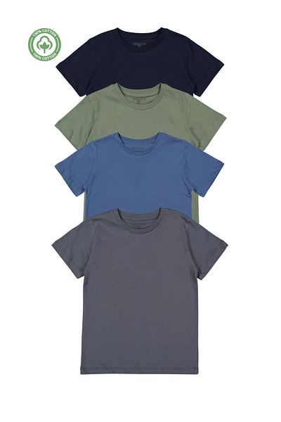 Divonette Girls Boys Unisex Kids Set of 4 Plain Short Sleeve T-Shirts - Children's Clothing