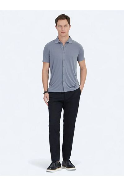 Kip Gray Plain Regular Fit Casual Shirt